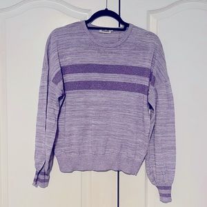Balloon sleeve lurex lavender sweater sport stripes & space dye detail. Sz. M